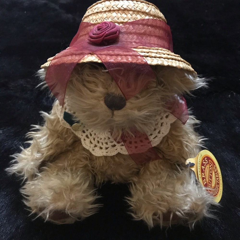 Rosie the Bear Teddy Joy Brass Button Collectibles With Hat Grannycore Gift 1997
